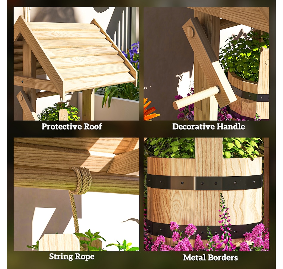 Image 968435_ALTMORE6.jpg, Product 968-435 / Price $109.99, Outsunny Wooden Wishing Well Planter, Flower Planter with Drainage Hole from Outsunny on TSC.ca's Home & Garden department