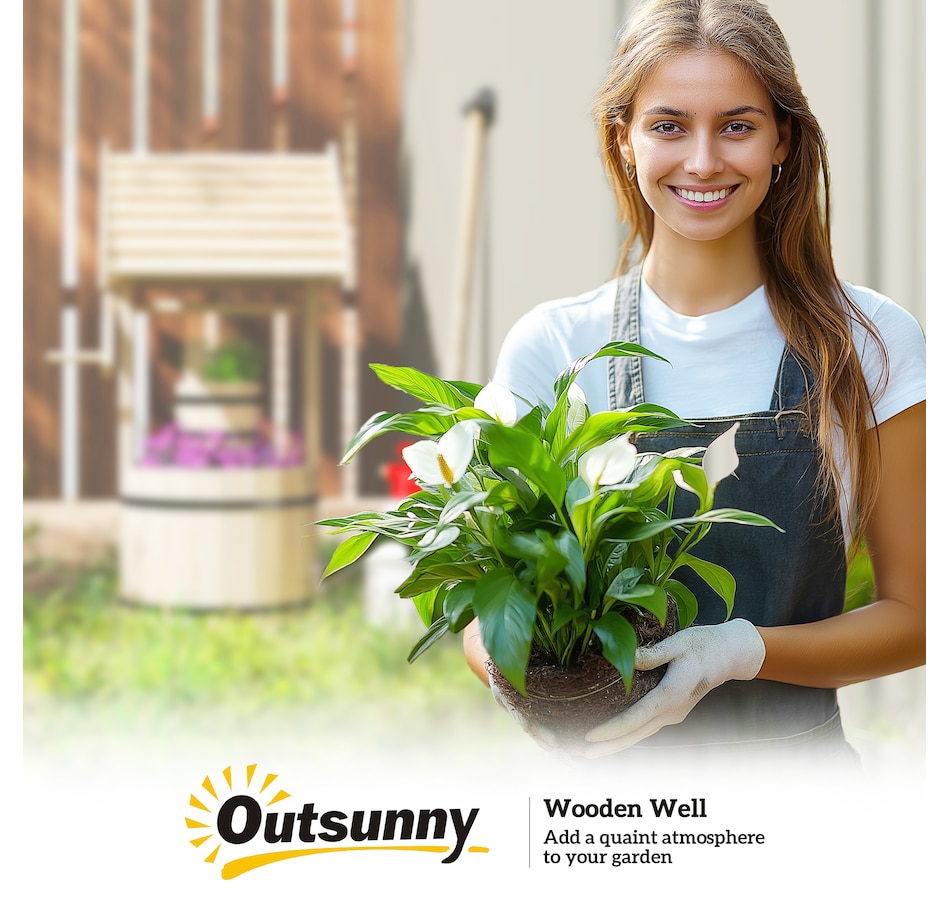 Image 968435_ALTMORE8.jpg, Product 968-435 / Price $109.99, Outsunny Wooden Wishing Well Planter, Flower Planter with Drainage Hole from Outsunny on TSC.ca's Home & Garden department