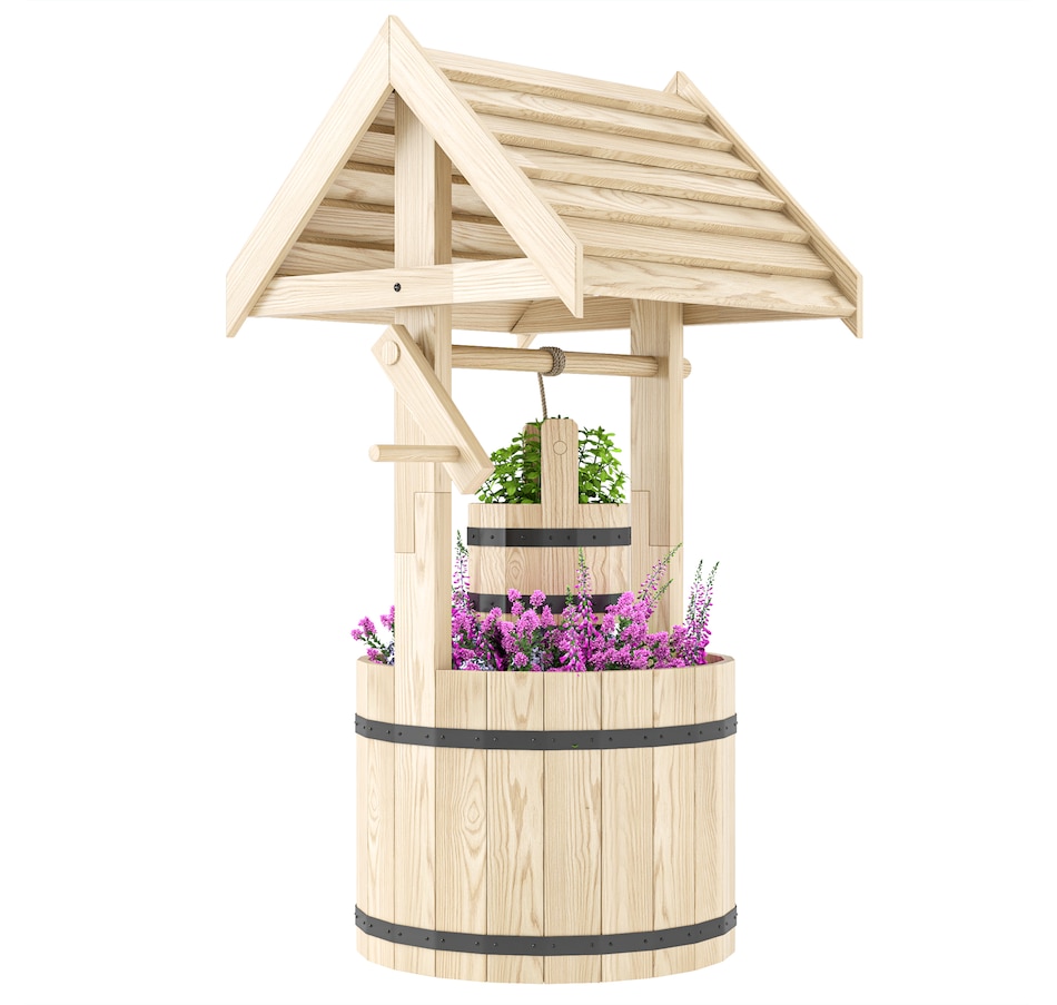 Image 968435_ST01.jpg, Product 968-435 / Price $109.99, Outsunny Wooden Wishing Well Planter, Flower Planter with Drainage Hole from Outsunny on TSC.ca's Home & Garden department