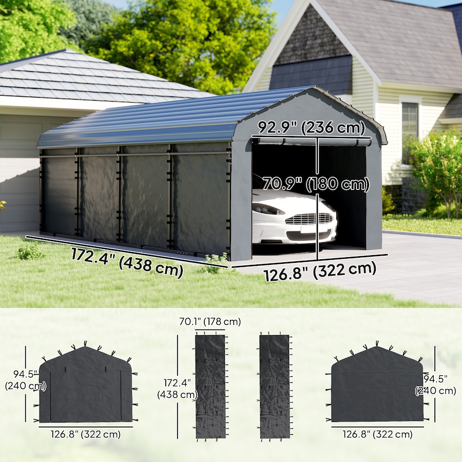 Image 968437_ALTMORE11.jpg, Product 968-437 / Price $89.99 - $109.99, Outsunny Carport Replacement Canopy Cover Sidewalls for 10'x15'/12'x20' Carport from Outsunny on TSC.ca's Home & Garden department