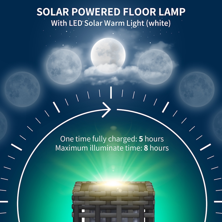 Image 968455_ALTMORE4.jpg, Product 968-455 / Price $44.99, Outsunny Wicker Solar Floor Lamp, Auto On/Off Outdoor Lamp, Grey from Outsunny on TSC.ca's Home & Garden department