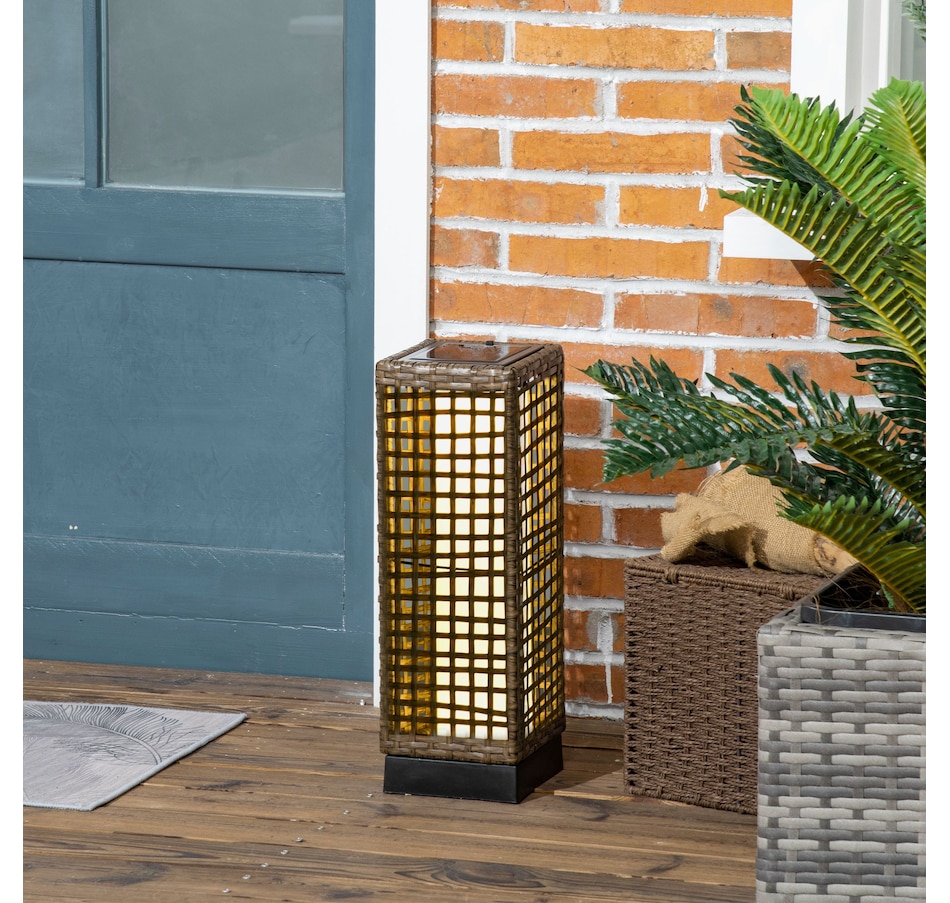 Image 968467_ALTMORE1.jpg, Product 968-467 / Price $39.99, Outsunny Wicker Solar Floor Lamp, Auto On/Off Outdoor Lamp, Sand from Outsunny on TSC.ca's Home & Garden department