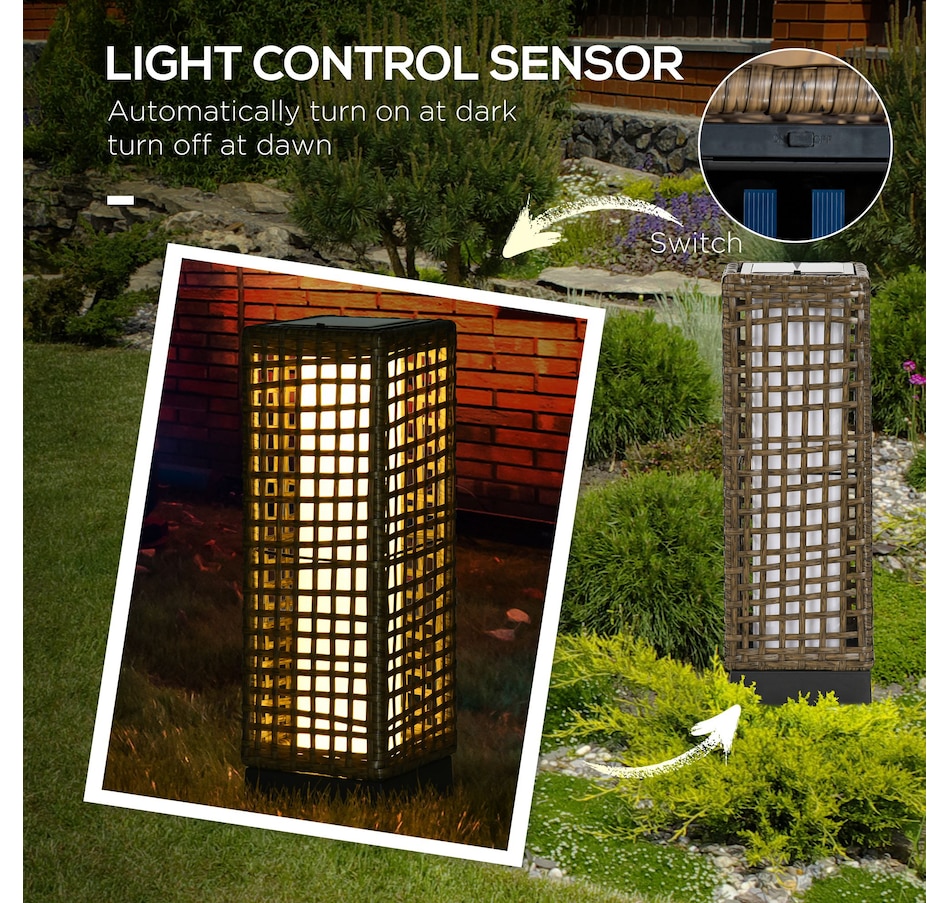 Image 968467_ALTMORE5.jpg, Product 968-467 / Price $39.99, Outsunny Wicker Solar Floor Lamp, Auto On/Off Outdoor Lamp, Sand from Outsunny on TSC.ca's Home & Garden department