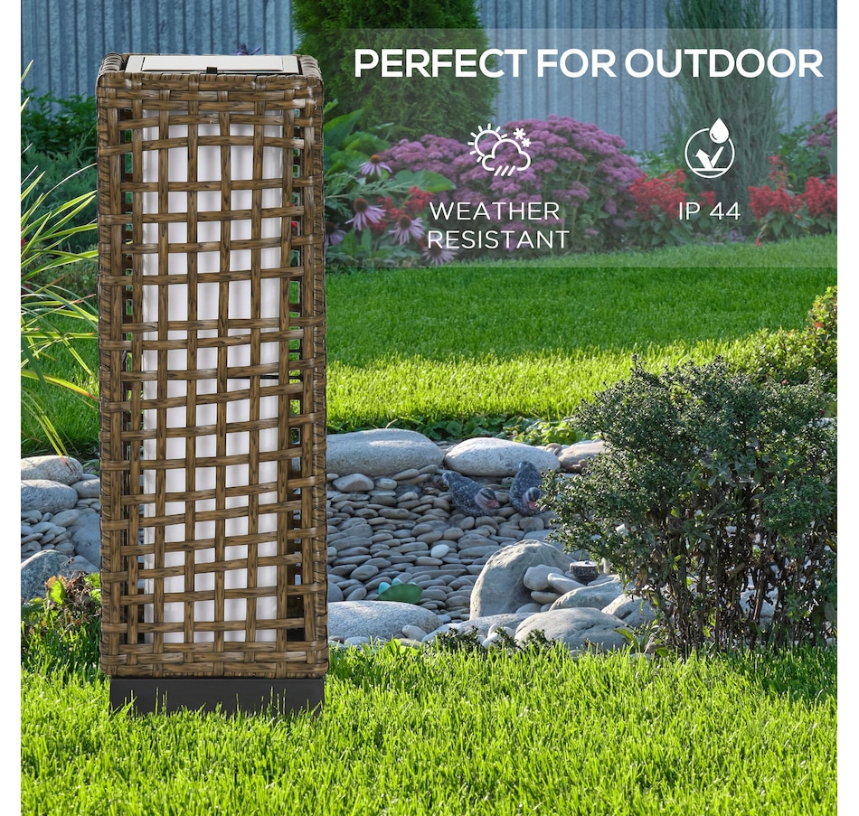 Image 968467_ALTMORE6.jpg, Product 968-467 / Price $39.99, Outsunny Wicker Solar Floor Lamp, Auto On/Off Outdoor Lamp, Sand from Outsunny on TSC.ca's Home & Garden department