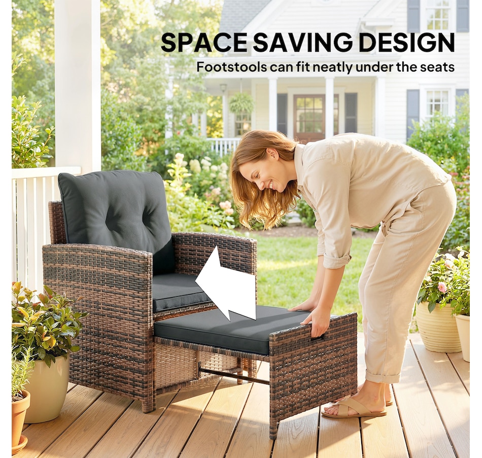 Image 968481_ALTMORE3.jpg, Product 968-481 / Price $269.99, Outsunny 5 Piece Patio Furniture Set with Ottomans Cushions, Brown/Dark Grey from Outsunny on TSC.ca's Home & Garden department