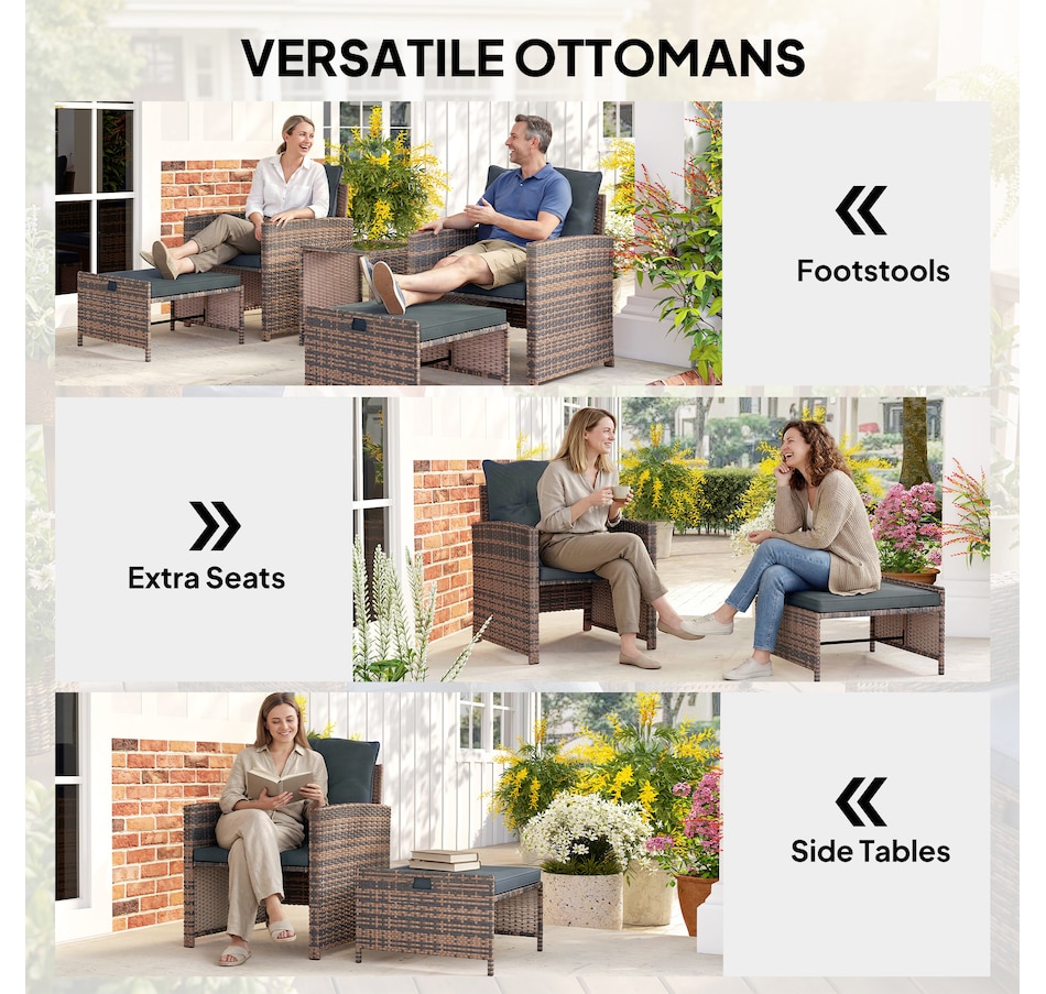 Image 968481_ALTMORE4.jpg, Product 968-481 / Price $269.99, Outsunny 5 Piece Patio Furniture Set with Ottomans Cushions, Brown/Dark Grey from Outsunny on TSC.ca's Home & Garden department