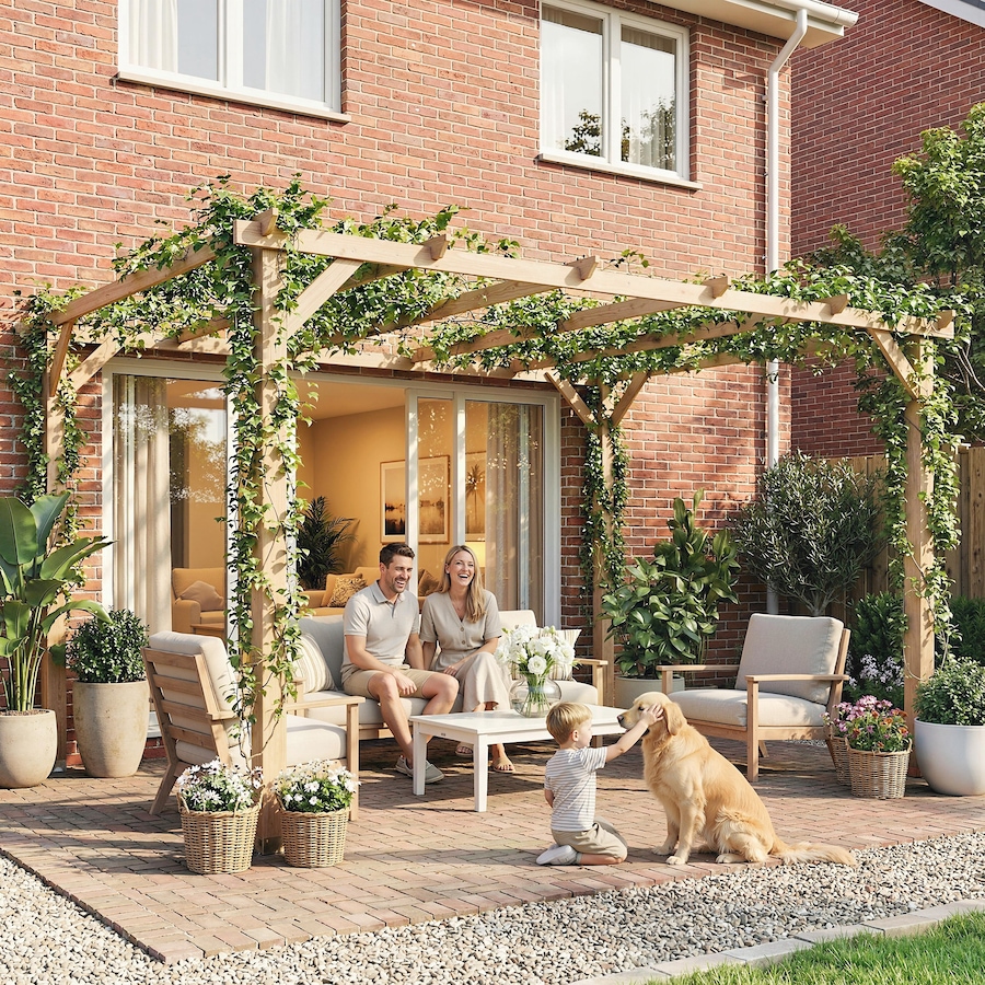 Image 968484_ALTMORE1.jpg, Product 968-484 / Price $359.99, Outsunny 10' x 13' Wooden Pergola, Outdoor Pergola Gazebo, Nature Wood from Outsunny on TSC.ca's Home & Garden department