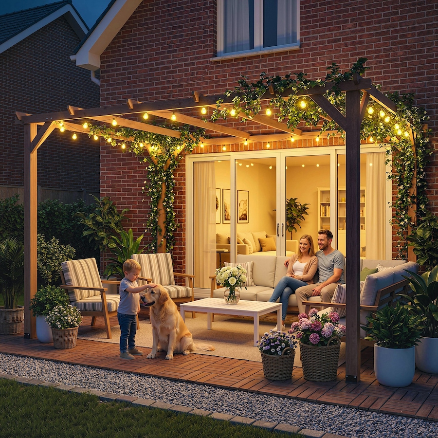 Image 968484_ALTMORE6.jpg, Product 968-484 / Price $359.99, Outsunny 10' x 13' Wooden Pergola, Outdoor Pergola Gazebo, Nature Wood from Outsunny on TSC.ca's Home & Garden department