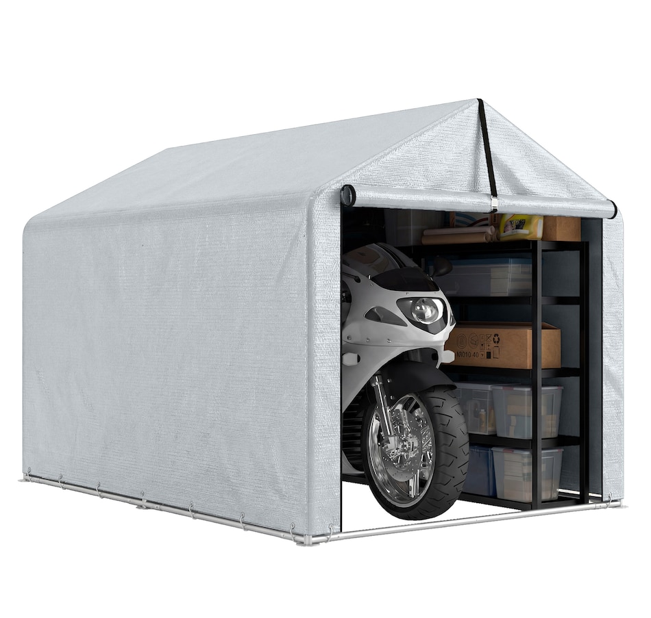 Image 968485.jpg, Product 968-485 / Price $116.99, Outsunny 7' x 5' Portable Shed, Outdoor Storage Shed Bike Tent, Light Grey from Outsunny on TSC.ca's Home & Garden department