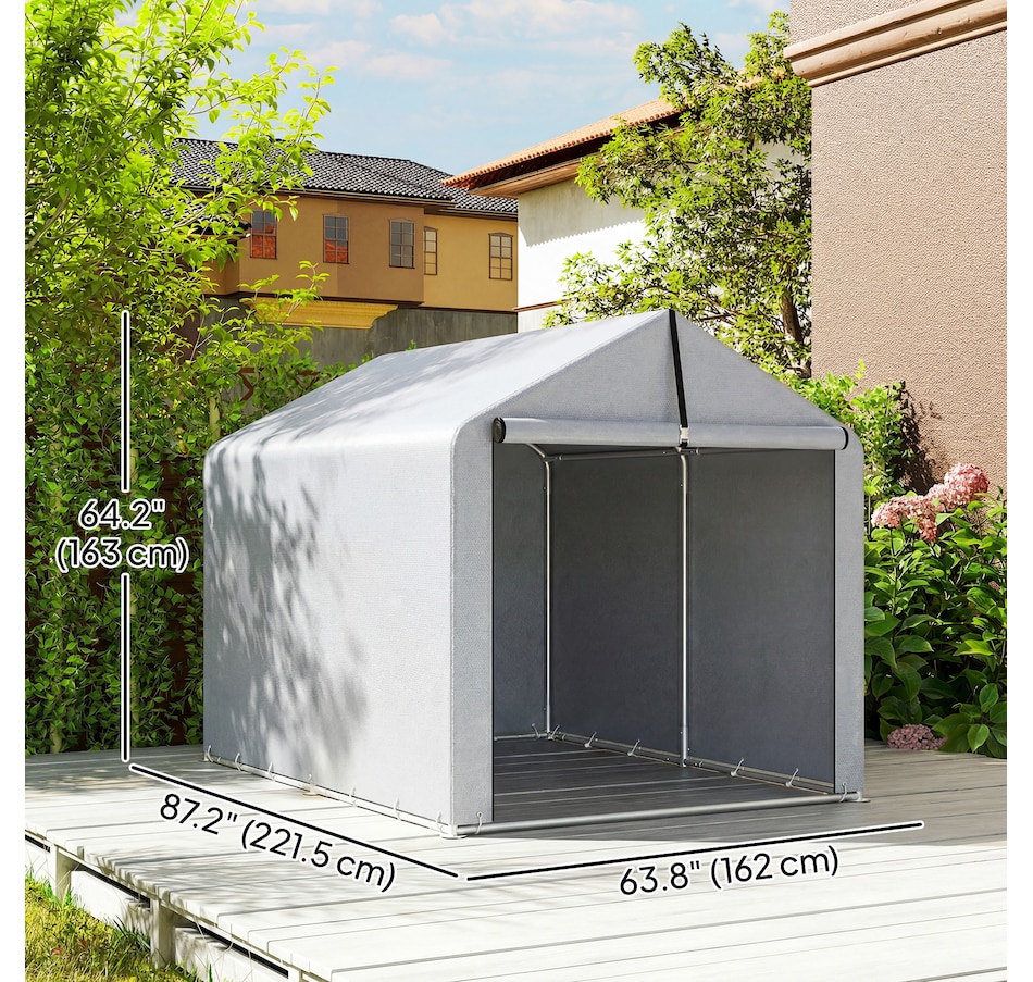 Image 968485_ALTMORE2.jpg, Product 968-485 / Price $116.99, Outsunny 7' x 5' Portable Shed, Outdoor Storage Shed Bike Tent, Light Grey from Outsunny on TSC.ca's Home & Garden department