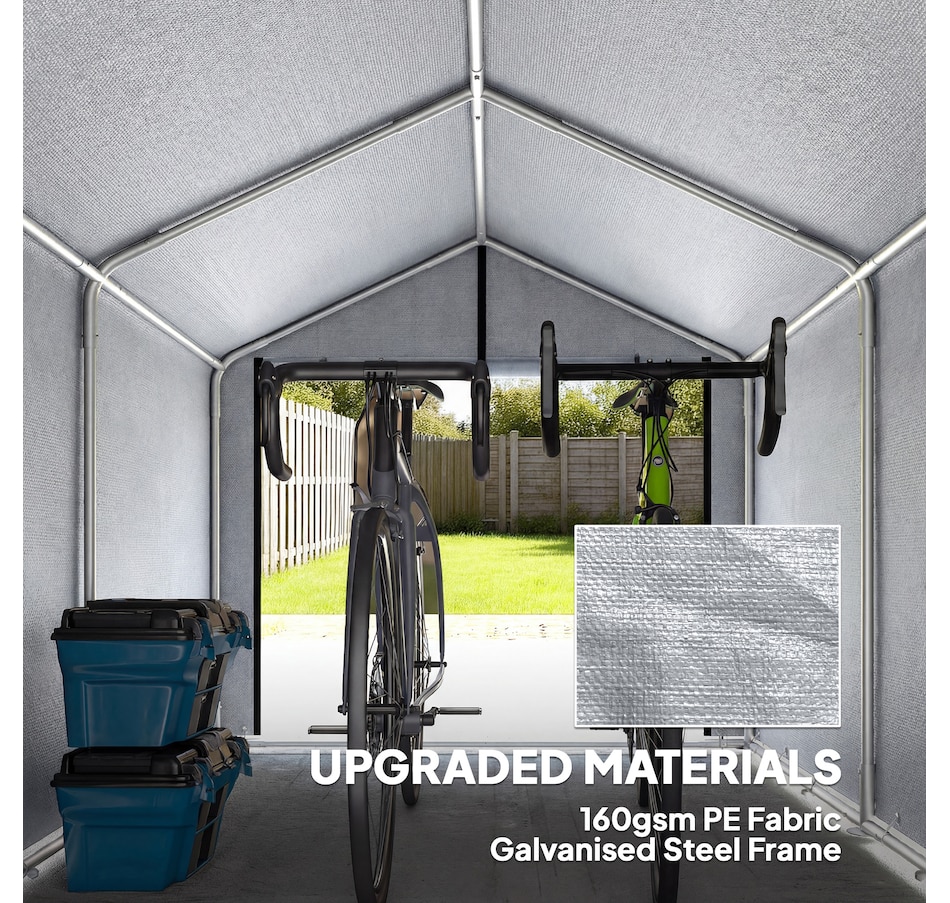 Image 968485_ALTMORE3.jpg, Product 968-485 / Price $116.99, Outsunny 7' x 5' Portable Shed, Outdoor Storage Shed Bike Tent, Light Grey from Outsunny on TSC.ca's Home & Garden department