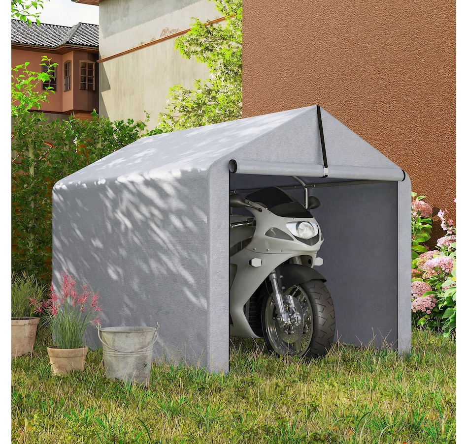 Image 968485_ALTMORE7.jpg, Product 968-485 / Price $116.99, Outsunny 7' x 5' Portable Shed, Outdoor Storage Shed Bike Tent, Light Grey from Outsunny on TSC.ca's Home & Garden department