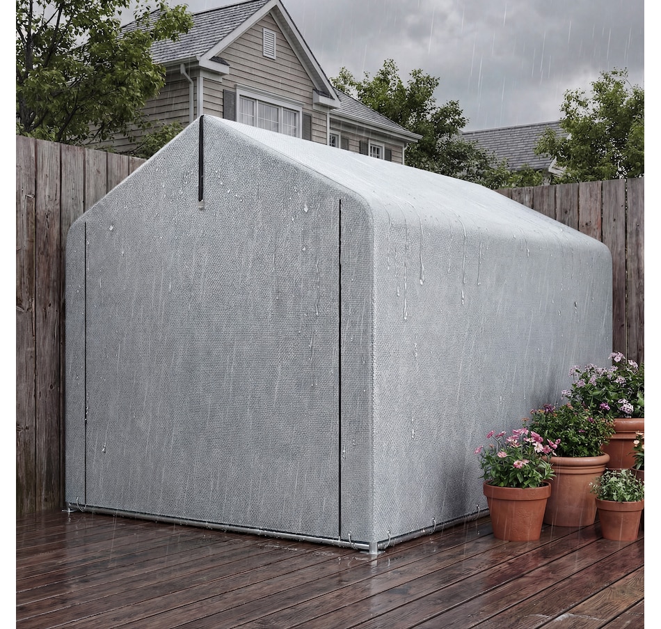 Image 968485_ALTMORE8.jpg, Product 968-485 / Price $116.99, Outsunny 7' x 5' Portable Shed, Outdoor Storage Shed Bike Tent, Light Grey from Outsunny on TSC.ca's Home & Garden department