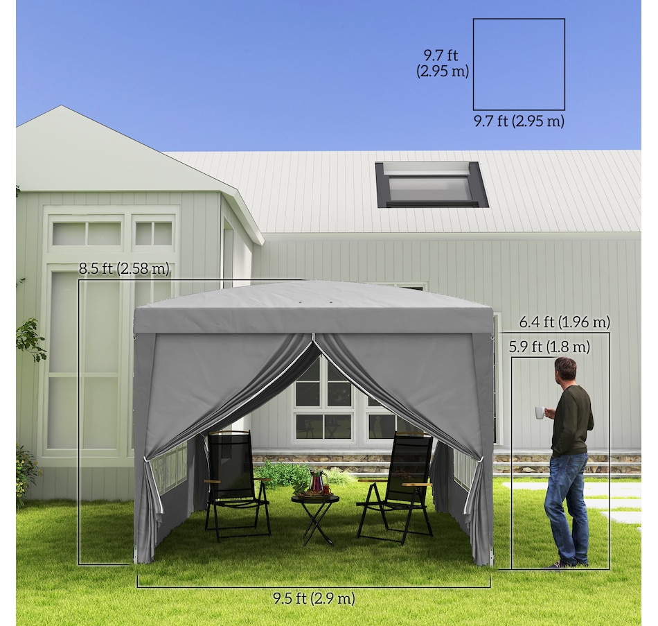 Image 968489_ALTMORE2.jpg, Product 968-489 / Price $159.99, Outsunny 10'x10' Outdoor Pop Up Party Tent with Carrying Bag Light Grey from Outsunny on TSC.ca's Home & Garden department