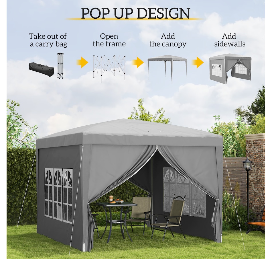 Image 968489_ALTMORE3.jpg, Product 968-489 / Price $159.99, Outsunny 10'x10' Outdoor Pop Up Party Tent with Carrying Bag Light Grey from Outsunny on TSC.ca's Home & Garden department