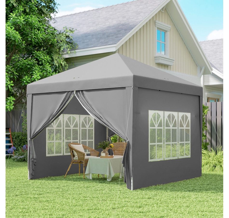 Image 968489_ALTMORE7.jpg, Product 968-489 / Price $159.99, Outsunny 10'x10' Outdoor Pop Up Party Tent with Carrying Bag Light Grey from Outsunny on TSC.ca's Home & Garden department