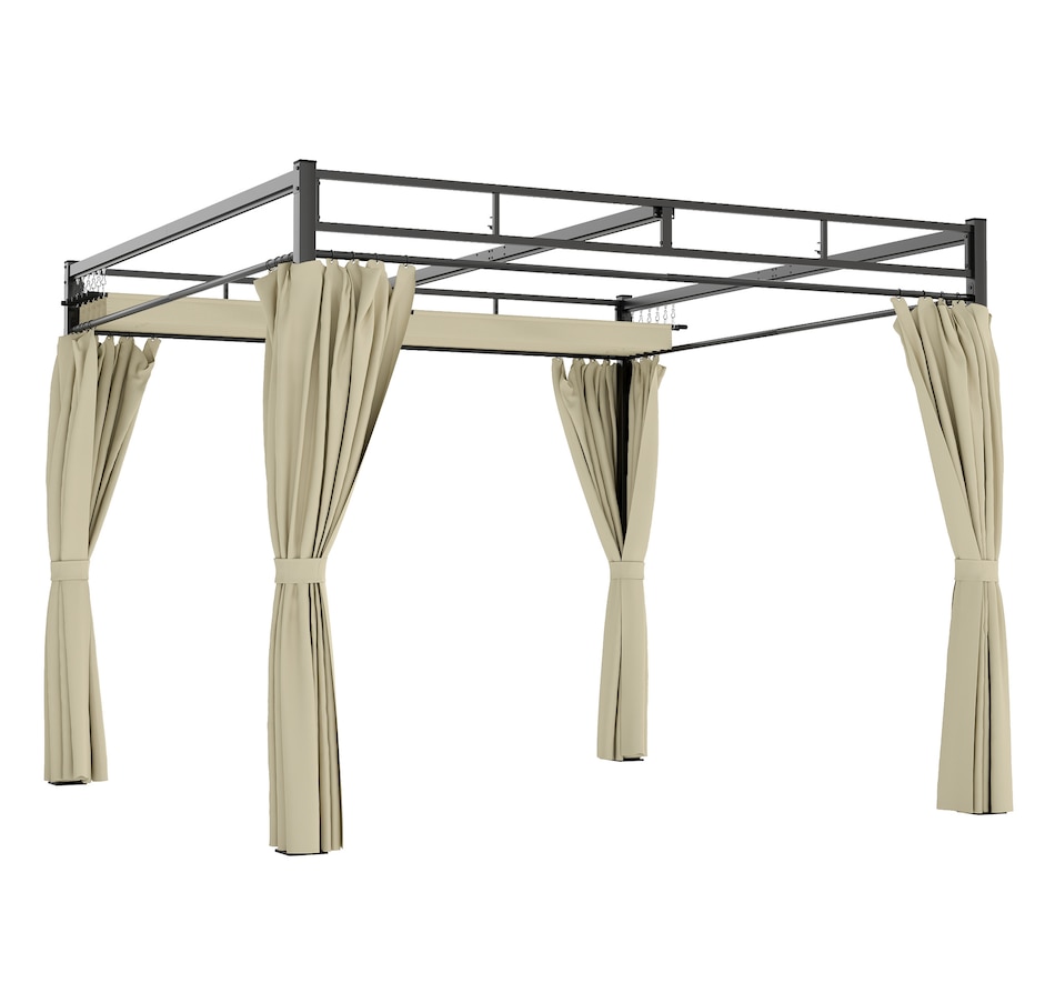 Image 968490.jpg, Product 968-490 / Price $369.99, Outsunny 10' x 10' Outdoor Gazebo, Retractable Pergola Canopy with Curtains from Outsunny on TSC.ca's Home & Garden department