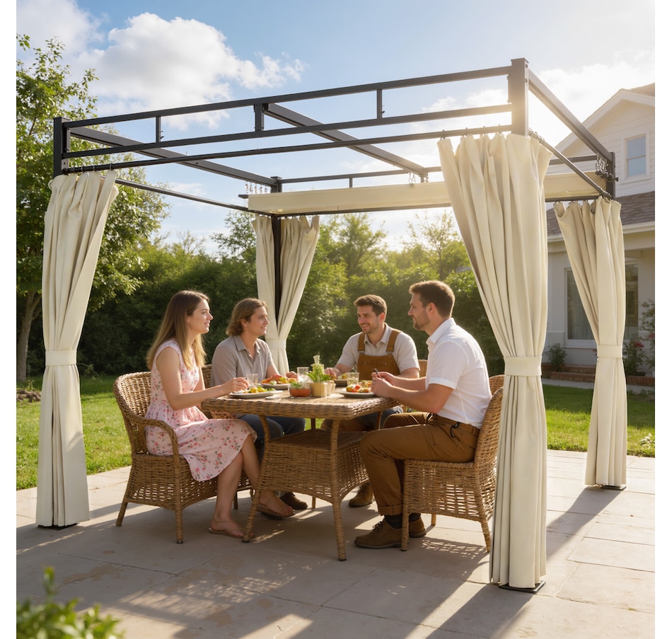 Image 968490_ALTMORE1.jpg, Product 968-490 / Price $369.99, Outsunny 10' x 10' Outdoor Gazebo, Retractable Pergola Canopy with Curtains from Outsunny on TSC.ca's Home & Garden department