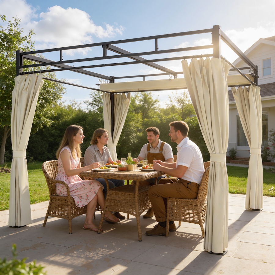 Image 968490_ALTMORE1.jpg, Product 968-490 / Price $369.99, Outsunny 10' x 10' Outdoor Gazebo, Retractable Pergola Canopy with Curtains from Outsunny on TSC.ca's Home & Garden department