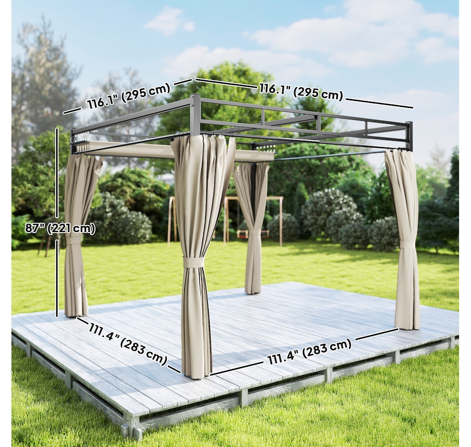 Image 968490_ALTMORE2.jpg, Product 968-490 / Price $369.99, Outsunny 10' x 10' Outdoor Gazebo, Retractable Pergola Canopy with Curtains from Outsunny on TSC.ca's Home & Garden department