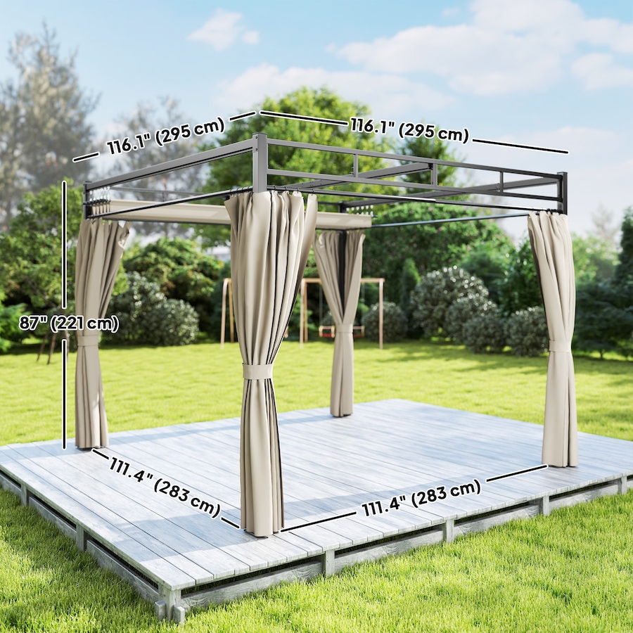 Image 968490_ALTMORE2.jpg, Product 968-490 / Price $369.99, Outsunny 10' x 10' Outdoor Gazebo, Retractable Pergola Canopy with Curtains from Outsunny on TSC.ca's Home & Garden department