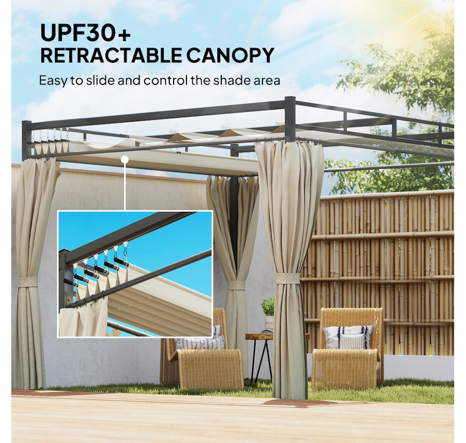 Image 968490_ALTMORE3.jpg, Product 968-490 / Price $369.99, Outsunny 10' x 10' Outdoor Gazebo, Retractable Pergola Canopy with Curtains from Outsunny on TSC.ca's Home & Garden department