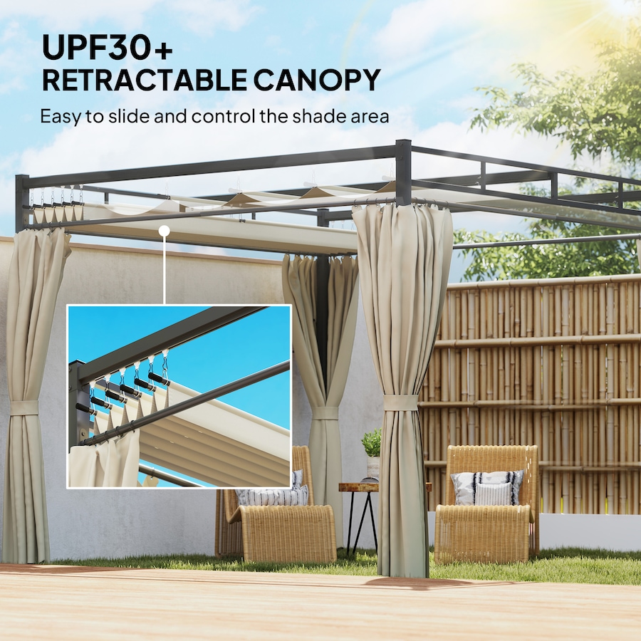 Image 968490_ALTMORE3.jpg, Product 968-490 / Price $369.99, Outsunny 10' x 10' Outdoor Gazebo, Retractable Pergola Canopy with Curtains from Outsunny on TSC.ca's Home & Garden department