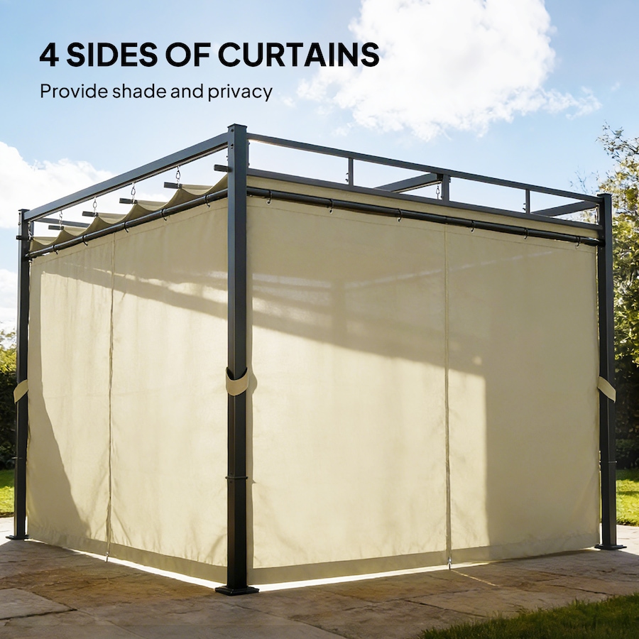 Image 968490_ALTMORE4.jpg, Product 968-490 / Price $369.99, Outsunny 10' x 10' Outdoor Gazebo, Retractable Pergola Canopy with Curtains from Outsunny on TSC.ca's Home & Garden department