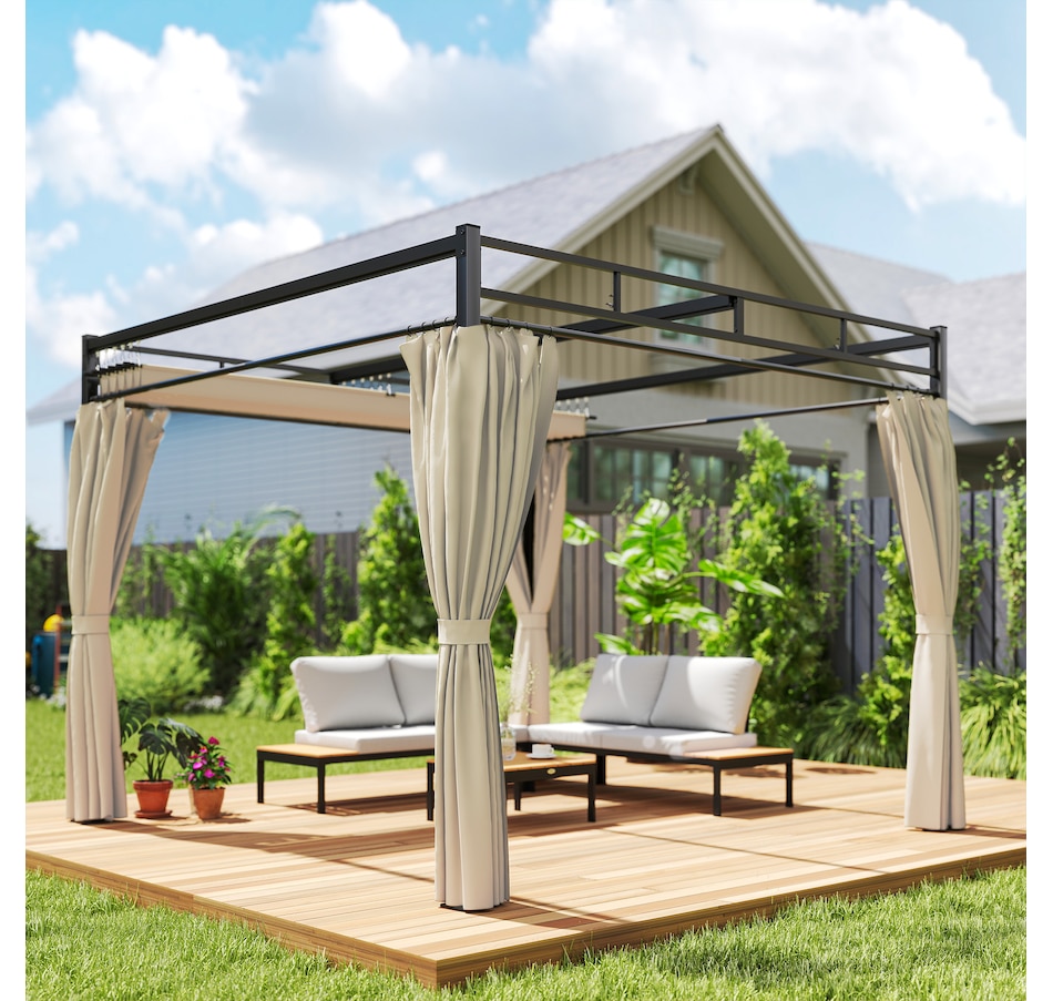 Image 968490_ALTMORE7.jpg, Product 968-490 / Price $369.99, Outsunny 10' x 10' Outdoor Gazebo, Retractable Pergola Canopy with Curtains from Outsunny on TSC.ca's Home & Garden department