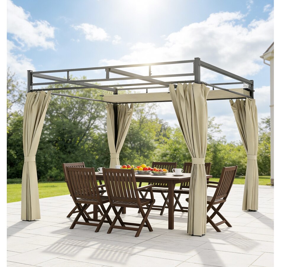 Image 968490_ALTMORE8.jpg, Product 968-490 / Price $369.99, Outsunny 10' x 10' Outdoor Gazebo, Retractable Pergola Canopy with Curtains from Outsunny on TSC.ca's Home & Garden department