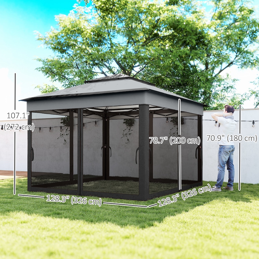 Image 968492_ALTMORE2.jpg, Product 968-492 / Price $199.99, Outsunny 10.7 x10.7 ft Pop Up Sun Shelter with UV30+ Roof Cover, Dark Grey from Outsunny on TSC.ca's Home & Garden department