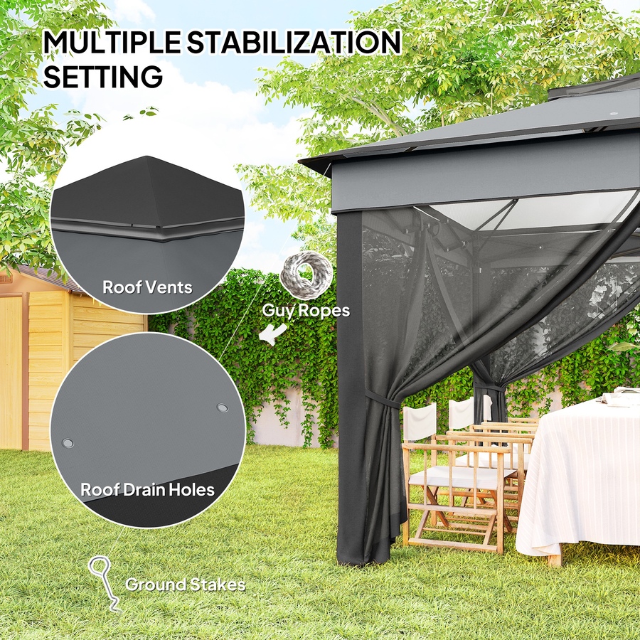 Image 968492_ALTMORE5.jpg, Product 968-492 / Price $199.99, Outsunny 10.7 x10.7 ft Pop Up Sun Shelter with UV30+ Roof Cover, Dark Grey from Outsunny on TSC.ca's Home & Garden department