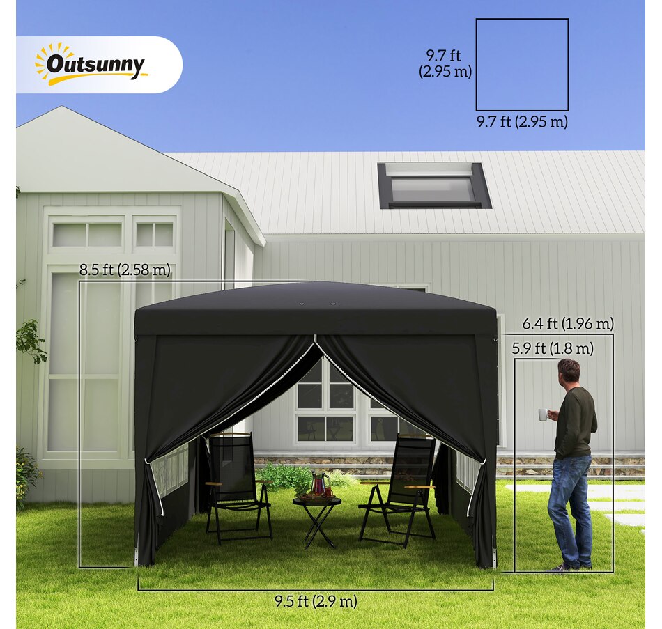 Image 968493_ALTMORE2.jpg, Product 968-493 / Price $159.99, Outsunny 10'x10' Outdoor Pop Up Party Tent with Carrying Bag Black from Outsunny on TSC.ca's Home & Garden department