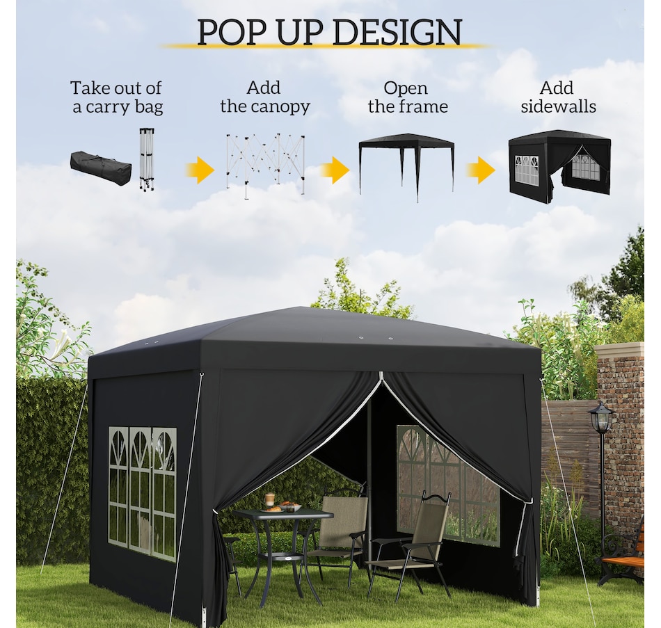 Image 968493_ALTMORE3.jpg, Product 968-493 / Price $159.99, Outsunny 10'x10' Outdoor Pop Up Party Tent with Carrying Bag Black from Outsunny on TSC.ca's Home & Garden department
