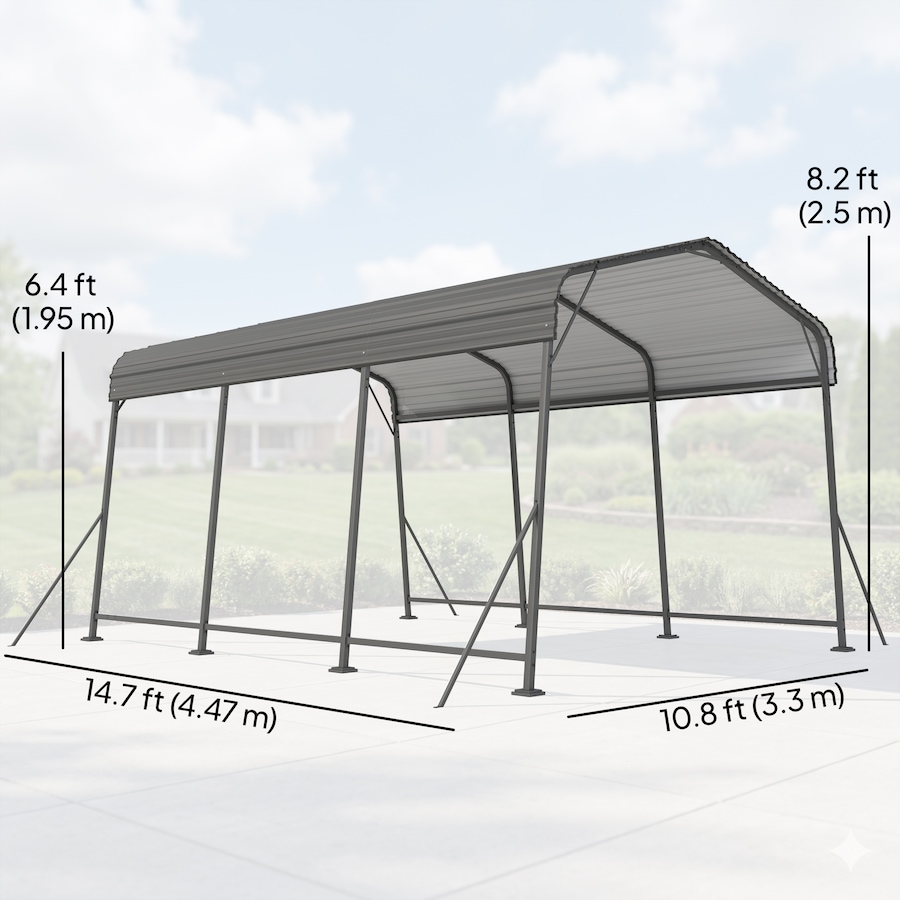 Image 968494_ALTMORE2.jpg, Product 968-494 / Price $569.99, Outsunny 11 x 15FT Metal Carport, Heavy-Duty Carport Canopy w/ Steel Roof from Outsunny on TSC.ca's Home & Garden department
