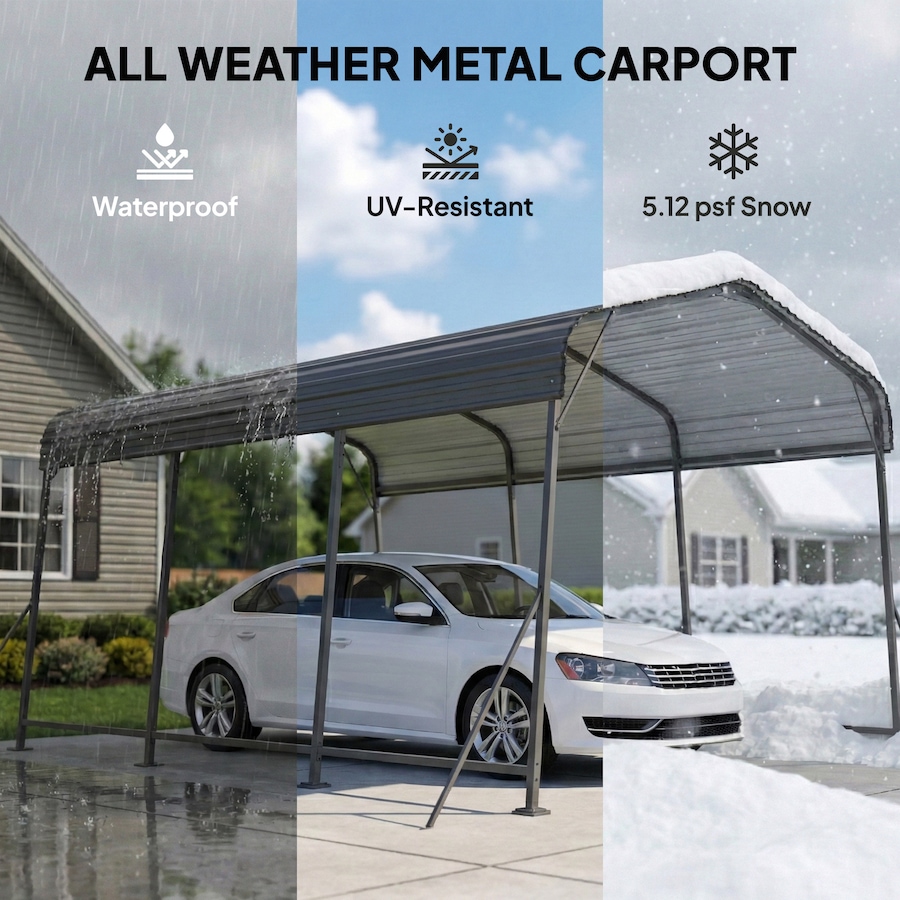 Image 968494_ALTMORE3.jpg, Product 968-494 / Price $569.99, Outsunny 11 x 15FT Metal Carport, Heavy-Duty Carport Canopy w/ Steel Roof from Outsunny on TSC.ca's Home & Garden department