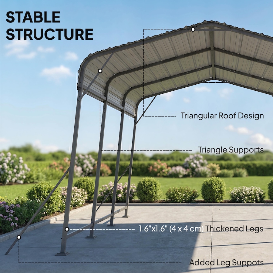 Image 968494_ALTMORE5.jpg, Product 968-494 / Price $569.99, Outsunny 11 x 15FT Metal Carport, Heavy-Duty Carport Canopy w/ Steel Roof from Outsunny on TSC.ca's Home & Garden department