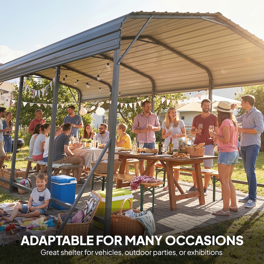 Image 968494_ALTMORE7.jpg, Product 968-494 / Price $569.99, Outsunny 11 x 15FT Metal Carport, Heavy-Duty Carport Canopy w/ Steel Roof from Outsunny on TSC.ca's Home & Garden department