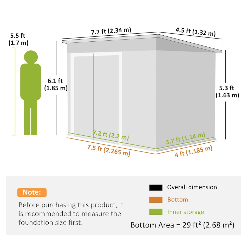 Image 968496_ALTMORE2.jpg, Product 968-496 / Price $359.99, Outsunny 7.5' x 4.3' Outdoor Storage Shed with Lockable Doors, Dark Grey from Outsunny on TSC.ca's Home & Garden department