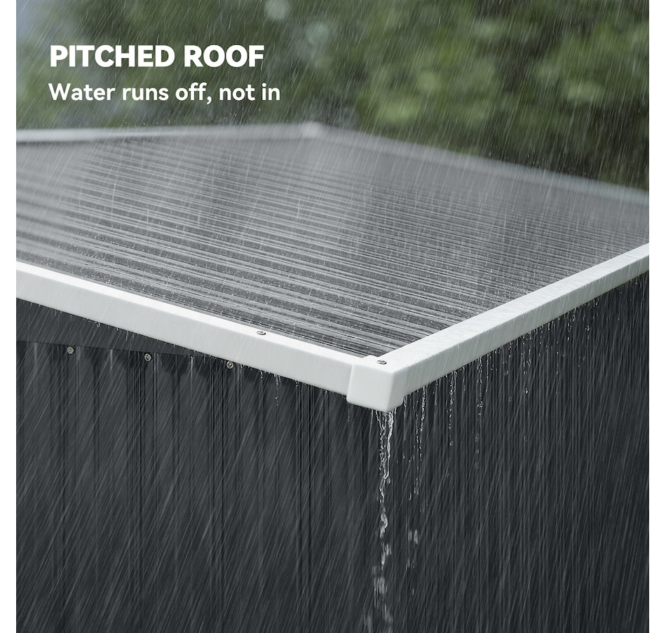 Image 968496_ALTMORE5.jpg, Product 968-496 / Price $359.99, Outsunny 7.5' x 4.3' Outdoor Storage Shed with Lockable Doors, Dark Grey from Outsunny on TSC.ca's Home & Garden department