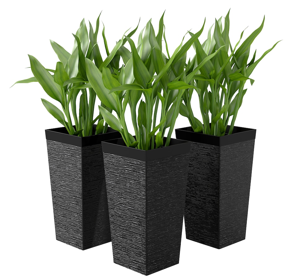 Image 968497.jpg, Product 968-497 / Price $124.99, Outsunny 22.8" Tall Planters Set of 3, Outdoor Taper Planters, Black from Outsunny on TSC.ca's Home & Garden department