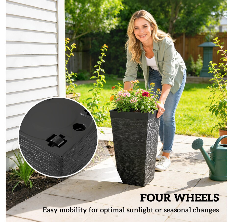 Image 968497_ALTMORE6.jpg, Product 968-497 / Price $124.99, Outsunny 22.8" Tall Planters Set of 3, Outdoor Taper Planters, Black from Outsunny on TSC.ca's Home & Garden department