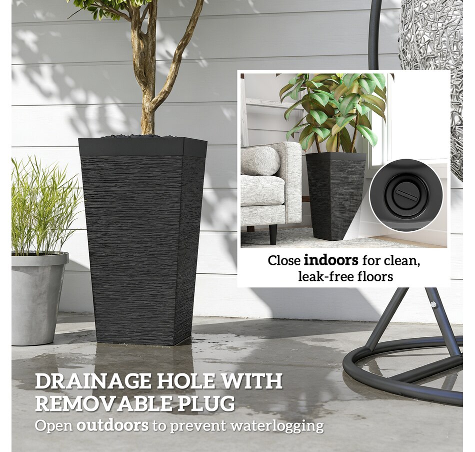 Image 968497_ALTMORE7.jpg, Product 968-497 / Price $124.99, Outsunny 22.8" Tall Planters Set of 3, Outdoor Taper Planters, Black from Outsunny on TSC.ca's Home & Garden department