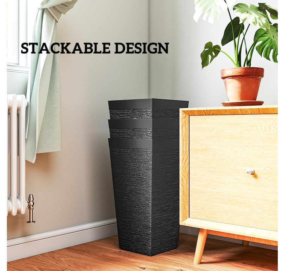 Image 968497_ALTMORE8.jpg, Product 968-497 / Price $124.99, Outsunny 22.8" Tall Planters Set of 3, Outdoor Taper Planters, Black from Outsunny on TSC.ca's Home & Garden department