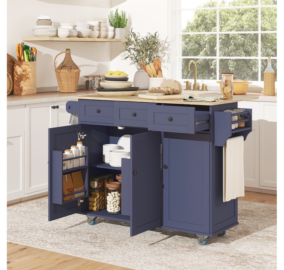 Image 968688_ALTMORE11.jpg, Product 968-688 / Price $359.99, HOMCOM Mobile Kitchen Island with Power Outlet Drop Leaf Kitchen Cart from HOMCOM on TSC.ca's Home & Garden department