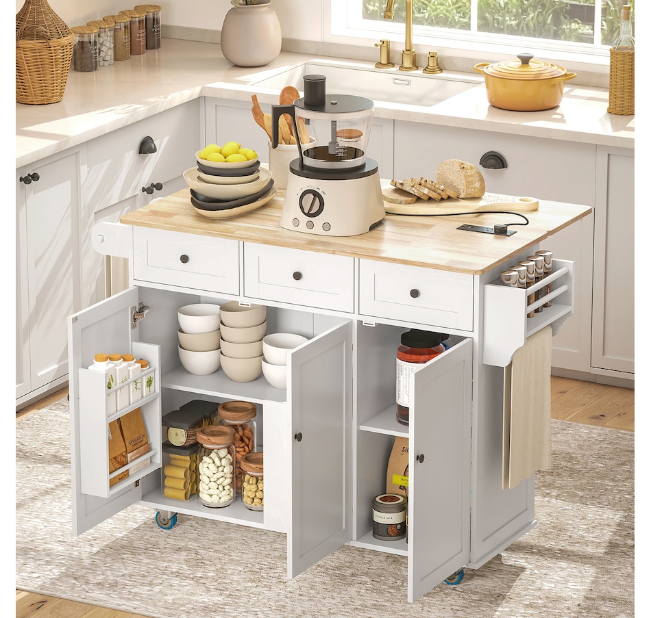 Image 968688_ALTMORE19.jpg, Product 968-688 / Price $359.99, HOMCOM Mobile Kitchen Island with Power Outlet Drop Leaf Kitchen Cart from HOMCOM on TSC.ca's Home & Garden department