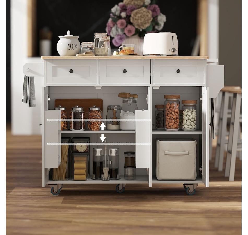 Image 968688_ALTMORE8.jpg, Product 968-688 / Price $359.99, HOMCOM Mobile Kitchen Island with Power Outlet Drop Leaf Kitchen Cart from HOMCOM on TSC.ca's Home & Garden department