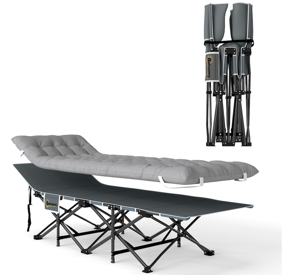Image 968717.jpg, Product 968-717 / Price $99.99, Outsunny Camping Cot for Adults with Mattress, Folding Bed, Light Grey from Outsunny on TSC.ca's Health & Fitness department