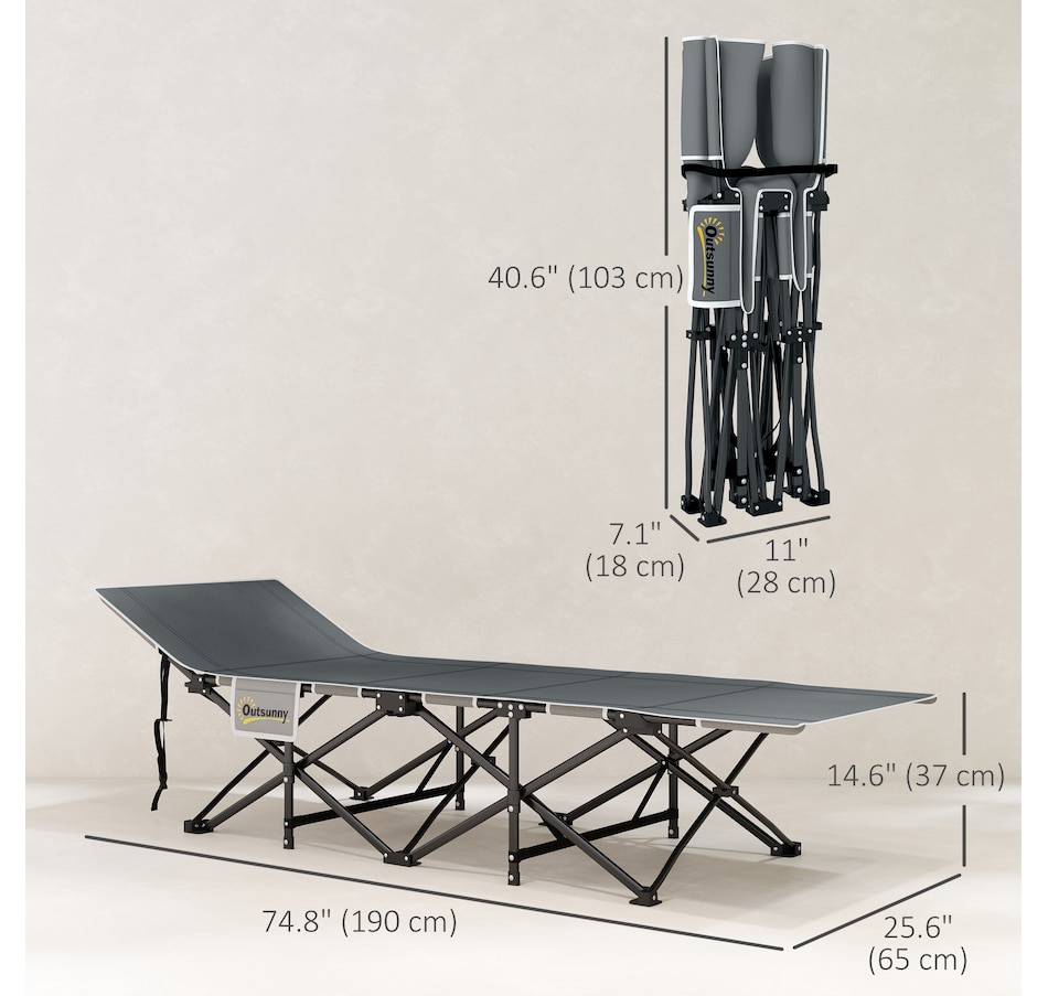 Image 968717_ALTMORE3.jpg, Product 968-717 / Price $99.99, Outsunny Camping Cot for Adults with Mattress, Folding Bed, Light Grey from Outsunny on TSC.ca's Health & Fitness department