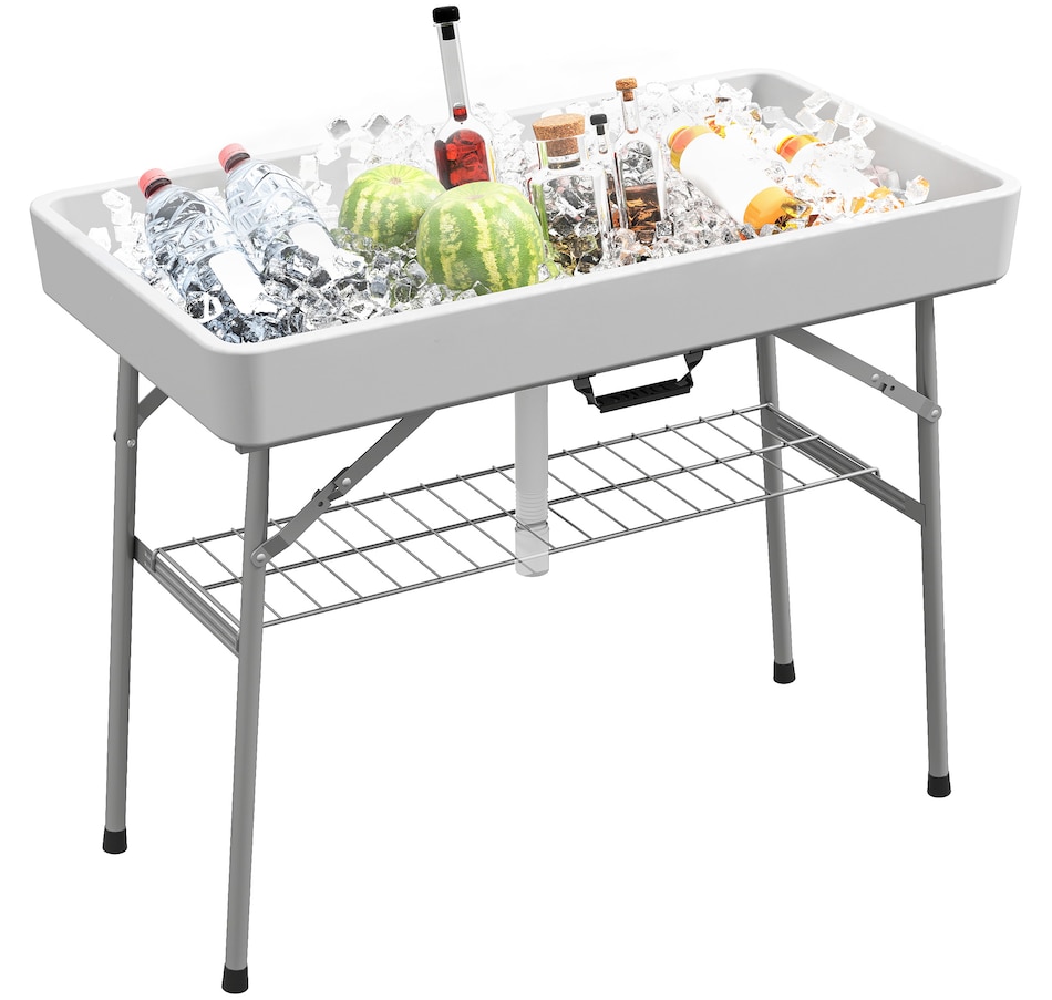 Image 968813.jpg, Product 968-813 / Price $94.99, Outsunny 3.4ft Folding Party Cooler for Drinks, Outdoor Cooler Table, White from Outsunny on TSC.ca's Health & Fitness department
